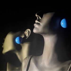 Sapphire Blue Ball-Shaped Large Silver Stud Earrings